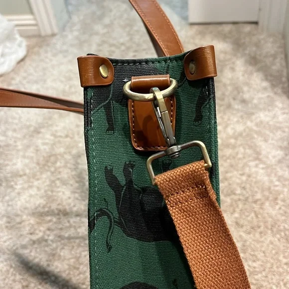 Mod Cloth Olive Green and Navy Blue Elephant Work Office Laptop Bag - Picture 3 of 5